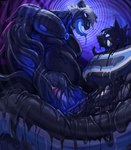 anthro anthro_on_anthro black_body bodily_fluids cum duo erection fur genital_fluids genitals goo_transformation hair humanoid_genitalia humanoid_penis hypnotic_eyes jewelry male male/male mind_control necklace nipples nude open_mouth pecs pendant penetration penile penis ringed_eyes sex spiral_eyes tail tail_around_another tongue tongue_out transformation white_hair nurinaki azure_(bluedude) goo_creature mammal mephitid skunk 2025 hi_res