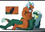 2013 abs anal anal_penetration anthro balls biceps big_muscles blue_hair blush body_markings claws cowgirl_position cum cum_in_ass cum_inside dragon duo erection eye_contact fangs fur gay green_body green_dragon green_skin hair holding horn humanoid_penis internal lying male markings muscles nipples nude on_top orange_dragon pecs penetration penis plain_background precum reptile rex_(orexo) rossciaco scales scalie sex smile stripes vein white_background
Rating: Explicit
Score: 10
User: HifumiYamada
Date: February 22, 2014