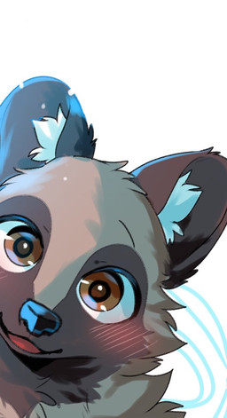 ambiguous_gender black_nose blush blush_lines brown_body brown_ears brown_eyes brown_fur cheek_tuft facial_tuft feral fur head_tuft inner_ear_fluff open_mouth open_smile pointy_ears prick_ears simple_background smile snout solo tan_body tan_fur tuft white_background white_inner_ear_fluff kurumilky6 marimo_(kurumilky6) canid canine mammal raccoon_dog tanuki 2026 digital_media_(artwork) headshot_portrait portrait male_(lore)