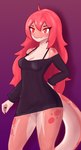 absurd_res alex_artist anthro breasts clothed clothing digital_media_(artwork) female hair hi_res lizard long_hair multicolored_body red_eyes red_hair reptile scalie simple_background small_breasts solo spots tail two_tone_body