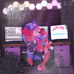 4_toes anthro barefoot baseball_cap blep claws clothing computer countershade_feet countershading curling_toes electronics feet female fog foot_fetish hat headgear headwear humanoid_feet mirror mirror_selfie pawpads pink_pawpads plantigrade selfie soles solo spread_toes toes tongue tongue_out 3rdharleyjoe ginger_(hotbrotkuroi) canid canine canis mammal wolf 1:1 2021 hi_res signature