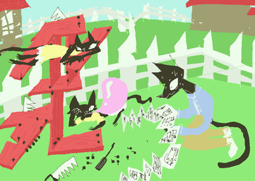 anthro blue_clothing blue_shirt blue_sky blue_topwear bodily_fluids bubble_gum building clothing dress female fence grass group house male nail nervous outside paper plant shirt sky sweat topwear trio wood yellow_clothing yellow_dress naircat domestic_cat felid feline felis mammal 2017 digital_drawing_(artwork) digital_media_(artwork) lineless microsoft_paint_(artwork) parent_(lore) parent_and_child_(lore)