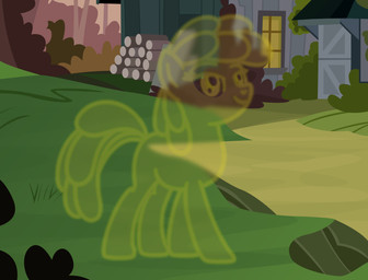 building female grass house log outside plant smile solo translucent translucent_body wood badumsquish hasbro mlp_g5 my_little_pony equid equine horse mammal pony spirit hi_res