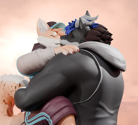anthro big_muscles big_pecs carrying_another carrying_partner clothing duo kiss_on_lips kissing larger_male male male/male muscular muscular_arms pecs size_difference smaller_male doncheco mythology mikel_(thedoge28) sethli_doncheco canid canine dragon hybrid mammal mythological_creature mythological_scalie scalie 3d_(artwork) digital_media_(artwork)