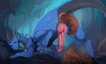 anus balls blue_body blue_scales butt cave cave_background claws feces feces_on_ground feces_pile feral genitals grey_body grey_horn grey_scales horn jewelry knot knotted_penis looking_back male narrowed_eyes necklace penis pooping pooping_on_floor raised_leg raised_tail red_eyes rock scales scatplay shadow solo tail teeth toe_claws toothy_grin kuroran mythology alenn dragon mythological_creature mythological_scalie scalie hi_res
