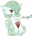 big_breasts breasts female not_furry solo text jcdr nintendo pokemon nougat_(character) gardevoir generation_3_pokemon mammal pokemon_(species) english_text