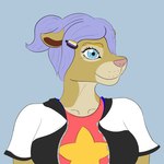 anthro breasts cleavage clothed clothing collarbone female hair hair_over_eye lgbt_pride nonbinary_pride_colors one_eye_obstructed ponytail pride_colors solo veiled_lioness felid lion mammal pantherine 1:1 hi_res icon herm_(lore) nonbinary_(lore)