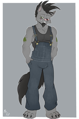 anthro beard biped black_beard black_clothing black_facial_hair black_hair black_shirt black_tank_top black_topwear bulge cheek_tuft claws clothed clothing digitigrade eyebrows facial_hair facial_tuft front_view fur grey_body grey_fur grin hair half-closed_eyes hands_in_both_pockets male narrowed_eyes pink_nose shirt short_hair simple_background smile solo standing tank_top toe_claws topwear tuft fuf boony_(boony) canid canine canis mammal wolf 2019 2:3 hi_res