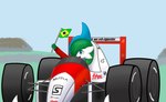 blue_eyes brazil brazilian_flag formula formula_1_car green_hair hair male not_furry racer simple_background solo text jk04btg formula_1 nintendo pokemon gallade generation_4_pokemon humanoid pokemon_(species) 2022 english_text hi_res signature