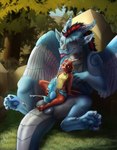 2_penises animal_genitalia animal_penis anthro anthro_on_feral anus balls bestiality big_balls big_penis blue_body blue_fur bodily_fluids claws clothing collar countershading cum cum_on_chest cum_on_face cum_on_feet cum_on_partner cum_on_self cum_on_tail detailed_background dripping duo ears_down ejaculation erection excessive_cum excessive_genital_fluids feathered_wings feathers feet feral foot_fetish foot_play footjob fully_sheathed fur genital_fluids genitals grass hair happy hemipenes hindpaw horn horn_jewelry horn_markings ineffective_clothing jewelry knot looking_at_genitalia looking_at_penis male male/male markings multi_genitalia multi_penis multicolored_body multicolored_scales nude orange_eyes orgasm outside paws penis pivoted_ears plant precum precum_drip red_body red_collar red_scales rock scales sex sheath sitting sitting_on_another smile tail tongue tongue_out tree two_tone_body two_tone_scales wings darekunslaad mythology noirodeur wazer dragon feathered_dragon feathered_scalie kobold mythological_creature mythological_scalie scalie absurd_res colored digital_drawing_(artwork) digital_media_(artwork) hi_res shaded