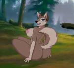 aleu_(balto) anthro anthrofied areola balto_(series) big_breasts big_butt biped blue_eyes breasts butt canid canine canis cocaine-leopard conditional_dnp female forest happy hybrid mammal nipples nude open_mouth outside plant rear_view side_boob sitting smile solo tree universal_studios wolf wolfdog