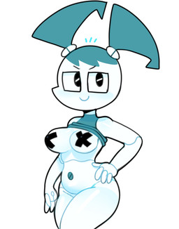 4_fingers big_breasts breasts clothed clothing clothing_lift exposed_breasts female fingers hair hand_on_hip looking_at_viewer machine navel nipple_outline nipple_tape not_furry pasties pigtails shirt shirt_lift simple_background smile solo standing tape thick_thighs topwear white_background somescrub my_life_as_a_teenage_robot nickelodeon jenny_wakeman android humanoid robot robot_humanoid 2022 digital_media_(artwork) hi_res