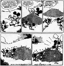 4_fingers ambiguous_gender anthro beak clothed clothing dialogue digging dirt feral fingers footwear gloves group handwear looking_back male motion_lines open_beak open_mouth outside shoes shovel speech_bubble text tools trio young young_ambiguous young_feral walt_disney_(artist) win_smith disney public_domain mickey_mouse mammal mouse murid murine rodent worm 1930 20th_century absurd_res ancient_art black_and_white comic english_text hi_res monochrome