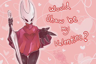 2_horns 4_fingers anthro biped cloak clothed clothing empty_eyes eyelashes female fingers heart_symbol holding_melee_weapon holding_object holding_weapon holidays horn melee_weapon question_mark red_cloak red_clothing solo standing text weapon ssleepyflowers hollow_knight_(franchise) team_cherry valentine's_day hornet_(hollow_knight) arthropod 2026 english_text
