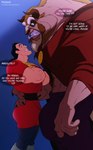 abs anthro bulge duo fur male male/male muscular muscular_male size_difference text dizdoodz beauty_and_the_beast disney beast_(disney) gaston human mammal monster english_text hi_res