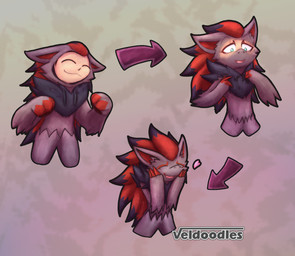 abstract_background anthro claws clothing costume eyes_closed fur grey_body grey_fur growth hair happy hoodie human_to_anthro inner_ear_fluff male red_claws red_hair smile snout snout_growth solo species_transformation standing topwear transformation transformation_sequence tuft veldoodles nintendo pokemon generation_5_pokemon human mammal pokemon_(species) zoroark 2024 digital_drawing_(artwork) digital_media_(artwork) hi_res signature
