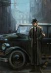 1940s_theme anthro building car city clothed clothing coat day eyewear fedora glasses hat headgear headwear looking_at_viewer male motor_vehicle necktie neo-classical_architecture outside solo standing suit topwear trenchcoat vehicle vintage_car wheel whiskers nomax domestic_cat felid feline felis mammal 2018 hi_res