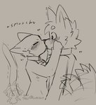 ambiguous_gender anthro blush duo eyes_closed fur grey_background kissing looking_at_another simple_background tail tail_motion tailwag luxx microsoft minecraft mojang xbox_game_studios canid canine canis cat_(minecraft) domestic_cat felid feline felis mammal wolf wolf_(minecraft) digital_drawing_(artwork) digital_media_(artwork) hi_res monochrome