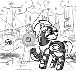armor duo earth_pony emerald_jewel_(colt_quest) equid equine fan_character feral ficficponyfic hasbro hiding horse male mammal monochrome my_little_pony orb plant pony shrub tree young young_feral