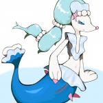 arm_support bedroom_eyes female flat_chested genitals hair half-closed_eyes narrowed_eyes presenting presenting_pussy pussy seductive solo wasabi_(artist) nintendo pokemon generation_7_pokemon pokemon_(species) primarina 1:1 hi_res