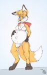 anthro belly big_belly breasts featureless_breasts featureless_crotch female pregnant pregnant_anthro pregnant_female solo geckoguy123456789 ozzy-wildwind canid canine fox mammal hi_res