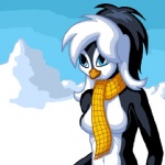 1:1 anthro arctic avian beak bird blue_eyes breasts female graphite_(artist) low_res non-mammal_breasts penguin scarf solo