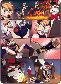 anal anthro cigarette duo fellatio male male/male oral penile ritual sex glebyshka78 hazbin_hotel hellaverse husk_(hazbin_hotel) canid canine demon fox mammal absurd_res comic hi_res