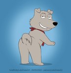 anthro anus bite biting_lip butt looking_at_viewer looking_back looking_back_at_viewer male solo tail tail_motion tail_whip letodoesart family_guy new_brian canid canine canis domestic_dog mammal animated short_playtime