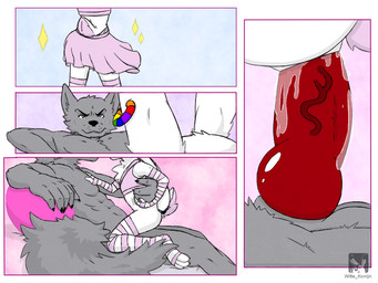 ambiguous_gender ambiguous_penetrated anal anal_penetration animal_genitalia animal_penis anthro balls bottomwear breed canine_genitalia canine_penis clothing duo ear_piercing ear_ring genitals knot licking licking_lips male male/ambiguous male_penetrating male_penetrating_ambiguous penetration penile penile_penetration penis penis_in_ass piercing playful red_penis ring_piercing sex skirt submissive tongue tongue_out vein veiny_penis witte_konijn canid canine canis humanoid lagomorph leporid mammal rabbit wolf 4:3 animated animated_comic comic nonbinary_(lore) trans_(lore) trans_woman_(lore)