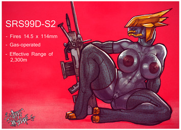 armwear big_breasts border breasts butt butt_from_the_front clothing elbow_gloves female genitals gloves gun handwear legwear looking_at_viewer nipple_piercing nipples piercing pose ranged_weapon rifle sniper_rifle solo spread_legs spreading text thick_thighs thigh_highs vulva weapon white_border sligarthetiger halo_(series) microsoft xbox_game_studios alien sangheili english_text