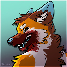 anthro arm_tuft back_tuft blood blood_on_face blue_ears bodily_fluids brown_body brown_ears brown_fur brown_hair cheek_tuft dipstick_ears ear_markings eyebrows facial_tuft fangs fur hair inner_ear_fluff looking_back male multicolored_ears neck_tuft open_mouth orange_body orange_fur rear_view short_hair shoulder_tuft solo teeth tuft white_body white_eyebrows white_fur white_inner_ear_fluff yookie canid canine mammal maned_wolf 1:1 2018 dated headshot_portrait icon portrait signature