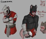 anthro armor black_body black_fur bulge clothing detailed_bulge fur genital_outline headgear helmet male male/male muscular muscular_male penis_outline underwear demonrat vermintide warhammer_(franchise) stormvermin mammal mouse murid murine rat rodent skaven absurd_res hi_res