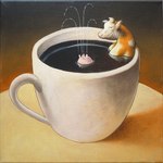 beverage bodily_fluids coffee container cup female feral lactating milk projectile_lactation solo teats udders pawel_kuczynski bovid bovine cattle mammal