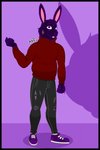 anthro black_border border fur male purple_background purple_body purple_eyes purple_fur simple_background solo darkmaro_(artist) maro_(darkmaro) lagomorph leporid mammal rabbit digital_media_(artwork) hi_res