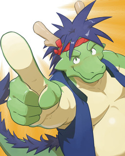 2_horns 5_fingers accessory anthro blue_clothing blue_topwear blue_vest clothing countershade_arms countershade_hands countershade_torso countershading fingers gesture green_body green_eyes hand_gesture headband horn male mane multicolored_body orange_background pointing purple_mane red_headband simple_background slightly_chubby slightly_chubby_anthro slightly_chubby_male solo tail tail_mane tan_body tan_countershading topwear two_tone_body vest voitman2024 morenatsu mythology tatsuki_midoriya dragon eastern_dragon mythological_creature mythological_scalie scalie 2026 4:5 absurd_res hi_res