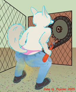 abstract_background anthro barely_visible_butt boots clothing fart fart_fetish feces female footwear leg_markings machine markings osha_violation panties partially_visible_underwear shoes socks_(marking) soiling soiling_underwear solo tools underwear wrench john_q._psychic disney zootopia skye_(zootopia) arctic_fox canid canine fox mammal true_fox