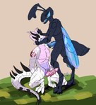 anthro big_penis digitigrade duo fellatio genitals male male/male oral outside penile penis sex spikes spikes_(anatomy) standing standing_sex tail zerbug mythology arki_(furson) shinji_(bug_character) arthropod dragon insect mythological_creature mythological_scalie scalie absurd_res hi_res