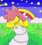 anthro clothed clothing dress female horn paws rainbow solo ufo unicorn_horn mimill3 caramelldansen unknown_species animated hi_res meme short_playtime