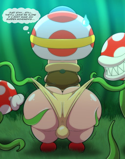 anthro backpack big_butt bodily_fluids bulge butt butt_grab butt_rub clothing clothing_pull footwear fungus grass grin hand_on_butt headlamp imminent_rape imminent_sex lamp male motion_lines mushroom panties plant rear_view rubbing shoes smile sweat sweatdrop text underwear underwear_pull vine_bondage vines wide_hips tepigfan101 mario_bros nintendo captain_toad elemental_creature elemental_humanoid flora_fauna fungi_fauna fungi_humanoid humanoid mushroom_humanoid piranha_plant toad_(mario) absurd_res english_text hi_res