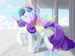 building cloud cloudsdale column cutie_mark eyes_closed eyeshadow female feral hair horn insect_wings makeup outside purple_hair sky solo sparkles standing wings dstears friendship_is_magic hasbro my_little_pony mythology rarity_(mlp) equid equine mammal mythological_creature mythological_equine unicorn 2014 4:3 colorful_theme hi_res