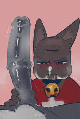 3_eyes animal_genitalia animal_penis anthro biped bodily_fluids bottomless clothed clothing cum cum_in_mouth cum_in_nose cum_inside duo equine_genitalia equine_penis erection fingers genital_fluids genitals male medial_ring mouth_closed multi_eye penis simple_background tears topwear sincastermon cult_of_the_lamb massive_monster_(studio) narinder domestic_cat felid feline felis mammal hi_res