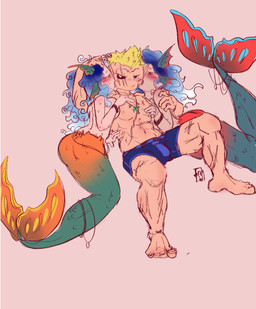 blush boxers_(clothing) boxers_only clothed clothing ear_fins female fin fish_tail forced group humanoid_pointy_ears jewelry male muscular muscular_male pointy_ears scar scars_all_over split_form tongue topless topless_female topless_male trio underwear underwear_only inkdoll aquatic elf merfolk absurd_res hi_res sketch