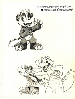 angry anthro bowl container duo eyes_closed featureless_crotch feeding glistening glistening_eyes holding_bowl holding_container holding_object male male_anthro nude open_mouth simple_background sitting solo spiked_tail spikes spikes_(anatomy) standing tail teeth text tongue pandapaco parinton bear crocodile crocodilian giant_panda hybrid mammal reptile scalie monochrome multiple_images sketch url
