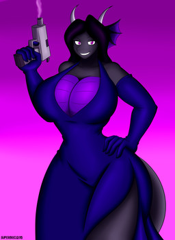 anthro armwear big_breasts blue_armwear blue_clothing blue_dress blue_elbow_gloves blue_gloves blue_handwear breasts cleavage clothed clothing dress elbow_gloves female gloves gun hair hand_on_hip handgun handwear holding_gun holding_handgun holding_object holding_pistol holding_ranged_weapon holding_weapon horn huge_breasts looking_at_viewer pistol pose ranged_weapon smile smiling_at_viewer smoking_gun solo weapon superix mythology natasha_(toughset) dragon mythological_creature mythological_scalie scalie wingless_dragon 2015 absurd_res hi_res