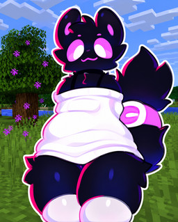 alternate_species anthro black_body black_fur clothing fur legwear male purple_sclera solo thigh_highs white_clothing winteriris42 microsoft minecraft mojang xbox_game_studios enderman felid feline mammal hi_res