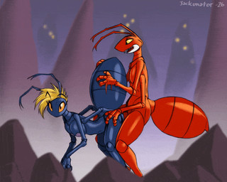 ambiguous_penetration anthro duo female from_behind_position male male/female penetration sex jackunator ant arthropod hymenopteran insect 2d_animation 5:4 animated digital_media_(artwork)