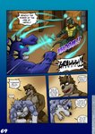 abs all_fours angry anthro aquatic_dragon blue_body blue_eyes blue_glow blue_scales bob_(vju79) bottomwear brown_body brown_fur canid canine canis cape clothed clothing comic cuff_(restraint) dialogue dragon ear_fins english_text fight fin fist frill_(anatomy) fur gervic_(vju79) getting_up gharn_(vju79) glowing glowing_eyes glowing_orb green_body green_scales grey_body grey_fur group grunting hair head_crest head_frill helping hi_res kneeling leather leather_clothing leather_cuffs leather_daddy leather_legwear leather_stockings legwear long_hair magic magic_missile magic_user male mammal marine multicolored_body muscular muscular_anthro muscular_male mythological_creature mythological_scalie mythology pecs punch rag ragged_clothing restraints scales scalie serious shorts skimpy sound_effects staff stockings tail text thigh_highs thong topless torn_cape torn_clothing two_tone_body underwear vju79 white_hair wingless_dragon wolf worried wounded zaer_(vju79)