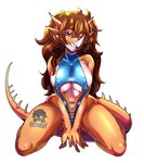 alternate_costume anthro big_breasts breasts brown_hair erect_nipples female hair nipples orange_body simple_background smile smiling_at_viewer solo spiked_tail spikes spikes_(anatomy) tail tattoo white_background kuroonivt cavemanon_studios goodbye_volcano_high snoot_game rosa_(gvh) aquilops ceratopsian dinosaur ornithischian prehistoric_species reptile scalie absurd_res artist_name digital_drawing_(artwork) digital_media_(artwork) hi_res watermark