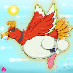 4_toes anisodactyl aroused avian_feet balls beak belly big_balls big_belly biped black_body black_feathers bodily_fluids butt chubby_cheeks claws curling_toes day detailed_background digitigrade drooling erection feathered_crest feathered_wings feathers feet feral flying genitals glans green_body green_feathers grey_claws head_crest huge_balls humanoid_genitalia humanoid_penis light looking_pleasured male motion_lines multicolored_body multicolored_feathers narrowed_eyes non-mammal_balls obese obese_feral obese_male open_beak open_mouth open_smile outside overweight overweight_feral overweight_male penis pink_glans pink_tongue red_body red_eyes red_feathers saliva scutes side_view sky skyscape smile solo sparkles sun sunlight sweat tail tail_feathers talons toe_claws toes tongue tongue_out vein veiny_penis white_body white_feathers wings yellow_beak yellow_body yellow_feathers pfh mythology nintendo pokemon avian bird generation_2_pokemon ho-oh legendary_pokemon mythological_avian mythological_bird mythological_creature mythological_firebird pokemon_(species) 1:1 2013 archived_source digital_media_(artwork) lighting shaded signature