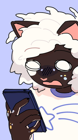 anthro brown_body cel-shaded cellphone clothed clothing curly_hair electronics fully_clothed hair male markings monotone_background multicolored_spots open_mouth phone shocked simple_background smartphone solo spots three-quarter_view toony white_hair white_markings conditional_dnp furward_thinker amos_(furward_thinker) domestic_cat felid feline felis mammal 2025 4k 9:16 absurd_res bust_portrait colored digital_drawing_(artwork) digital_media_(artwork) hi_res portrait reaction_image shaded